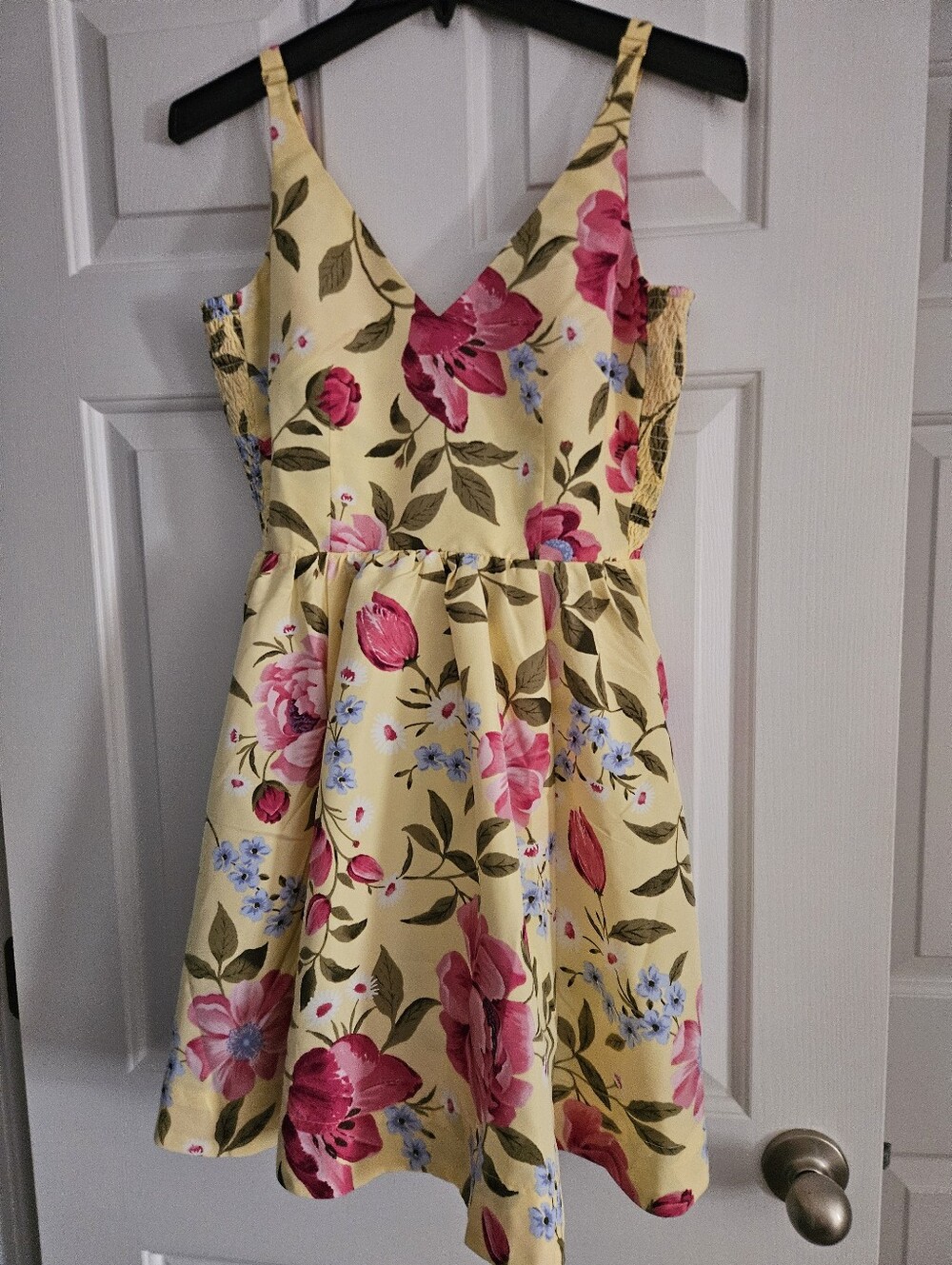 Old Navy The Occasion Yellow Floral Taffeta Mini Dress Size Small S